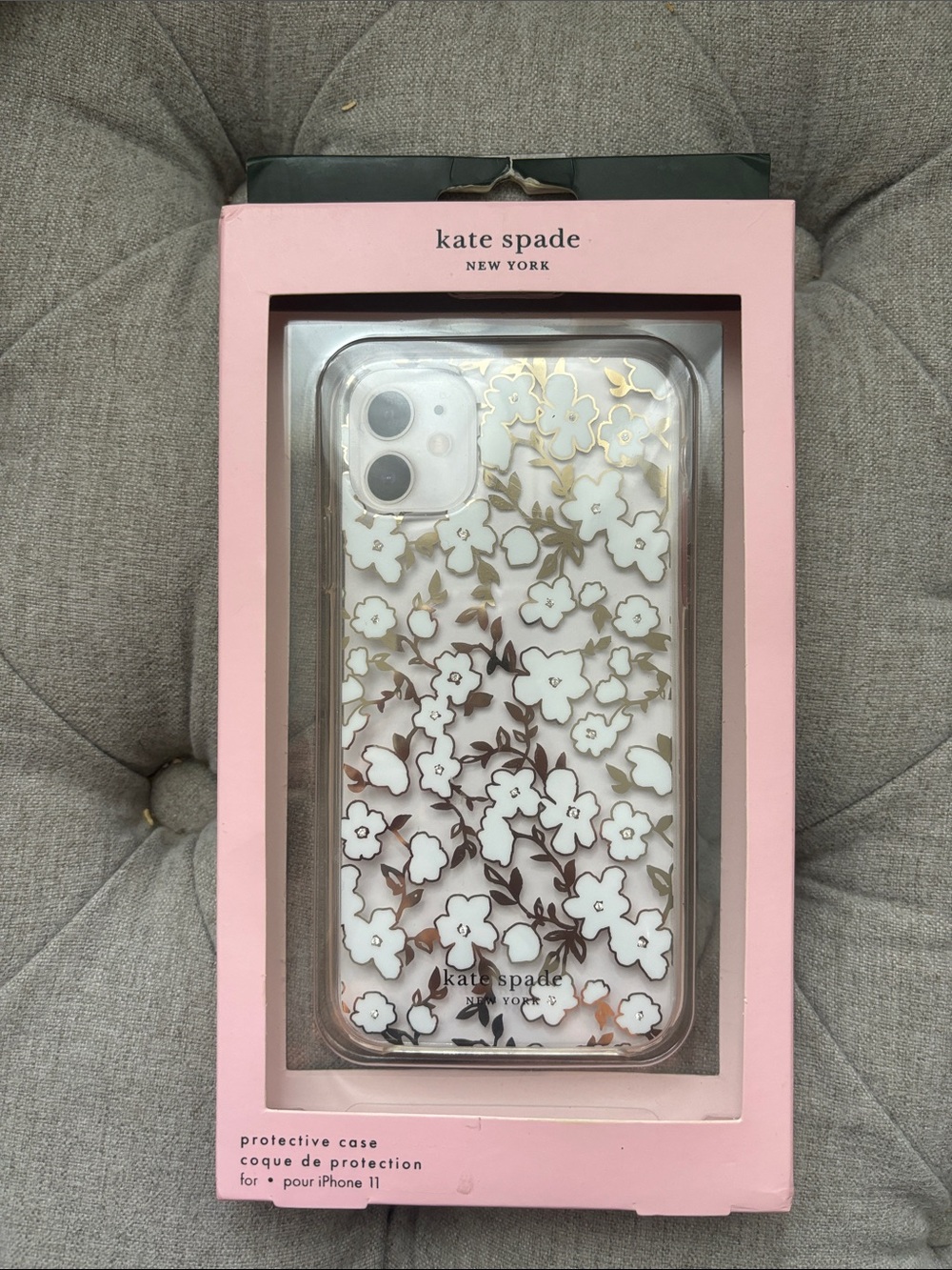 kate spade White & Gold Floral iPhone 11 Case